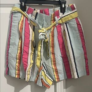J. Crew High Waist Striped Shorts - Pink, Yellow, Blue